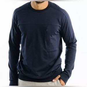 ZYIA Mens Navy Blue vertical zipper crewneck Sweatshirt / size 2XL